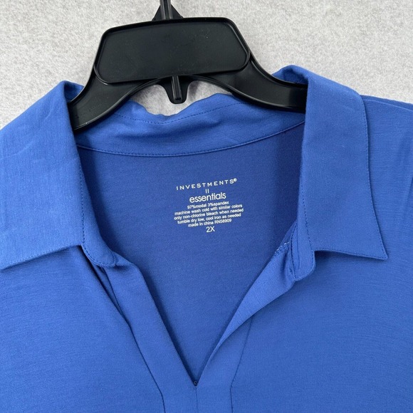 NWT Investments II Essentials Tunic‎ Top Womens 2X Blue Modal Stretch 3/4 Sleeve - Picture 6 of 11